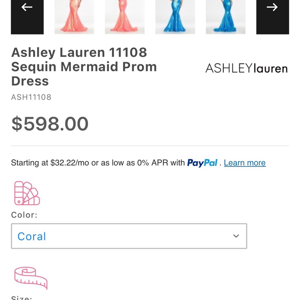 Ashley Lauren Mermaid bodycon size 4 Sequin Prom Dress in Coral Pink - Picture 5 of 5
